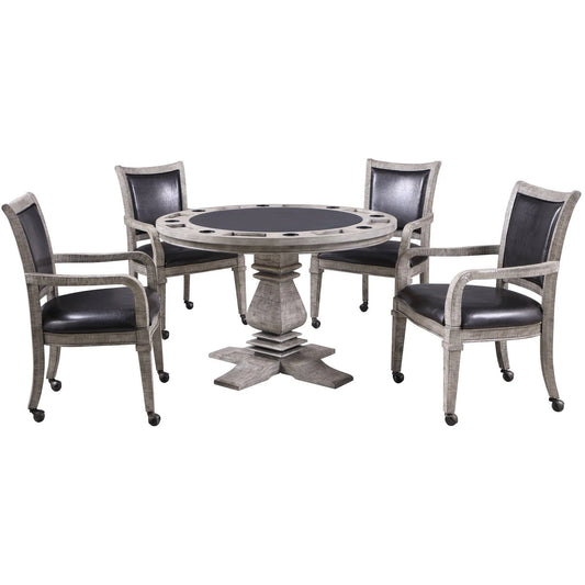 Hathaway Montecito Driftwood Round Poker Table with Chairs