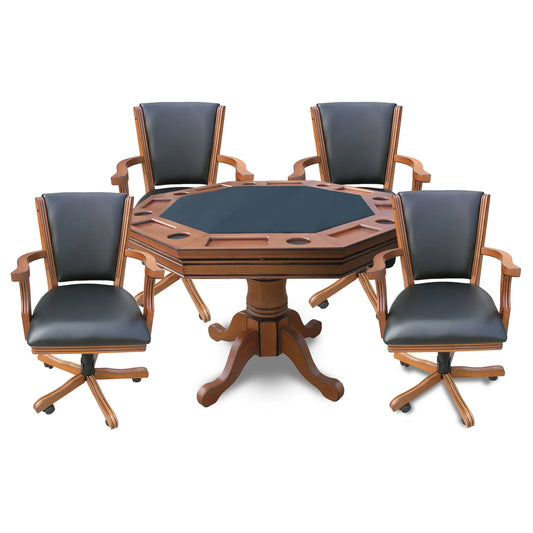 Hathaway Kingston Oak 3 in 1 Poker Table Set with Chairs